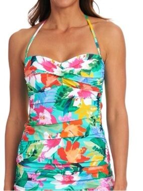 NWT LA BLANCA Tropea Breeze Bandeau Floral Tanki & Skirted Bikini Bottoms 8